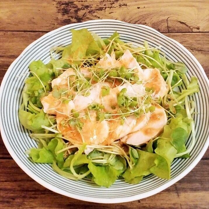 しっとり茹で鶏とスプラウトのヘルシーおかずサラダ